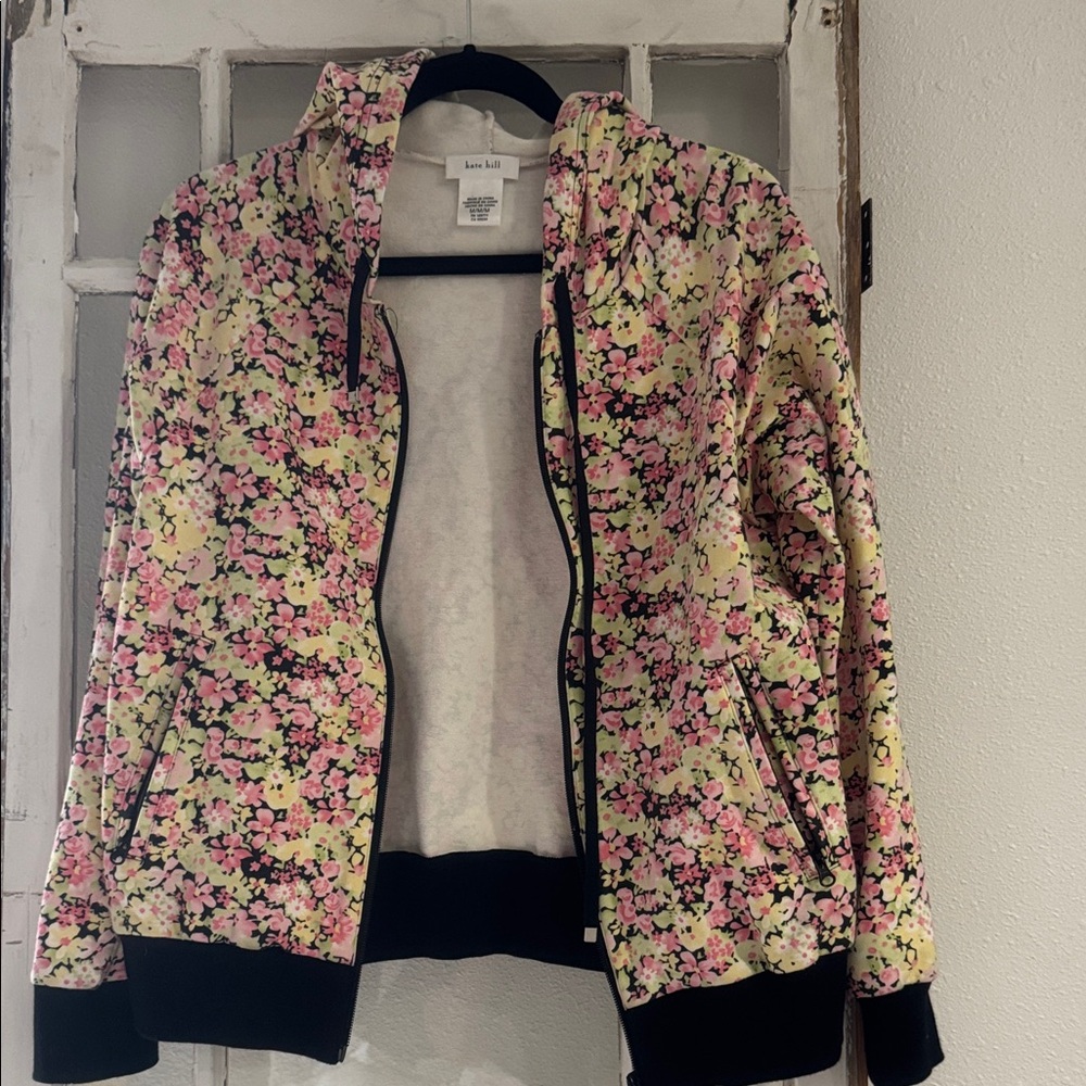 Kate Hill Floral Knit Zip Hoodie